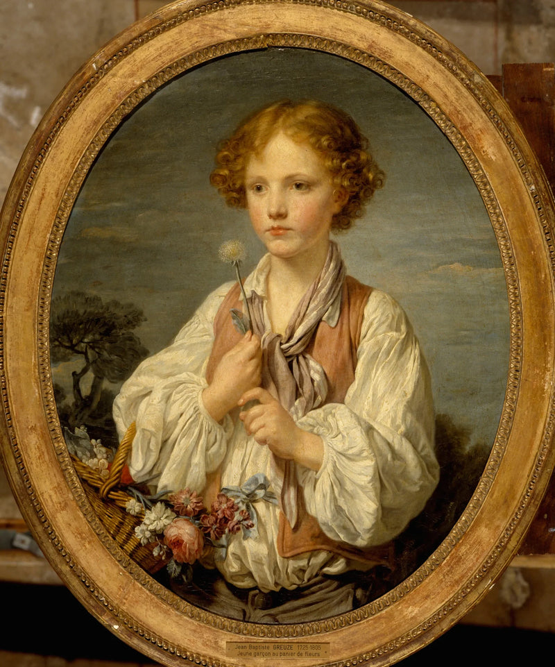 Ung hyrde som kaster lodd for å finne ut om han er elsket av sin hyrdinde - Jean-Baptiste Greuze