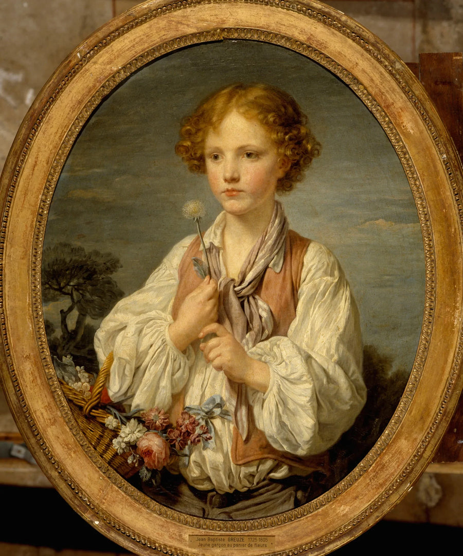 Ung hyrde som kaster lodd for å finne ut om han er elsket av sin hyrdinde - Jean-Baptiste Greuze