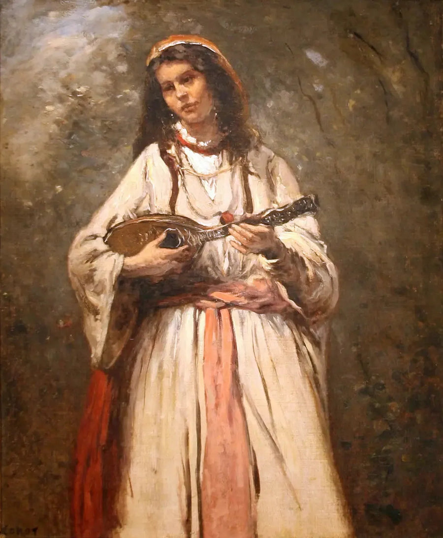 Ung bohem med mandolin - Jean-Baptiste Camille Corot