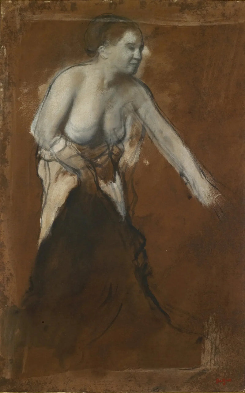 Ung kvinne delvis avkledd - Edgar Degas