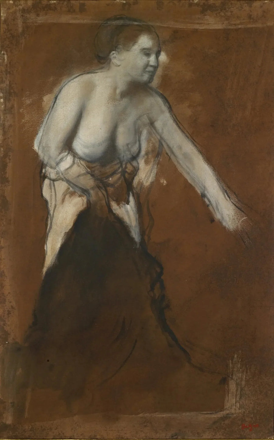 Ung kvinne delvis avkledd - Edgar Degas