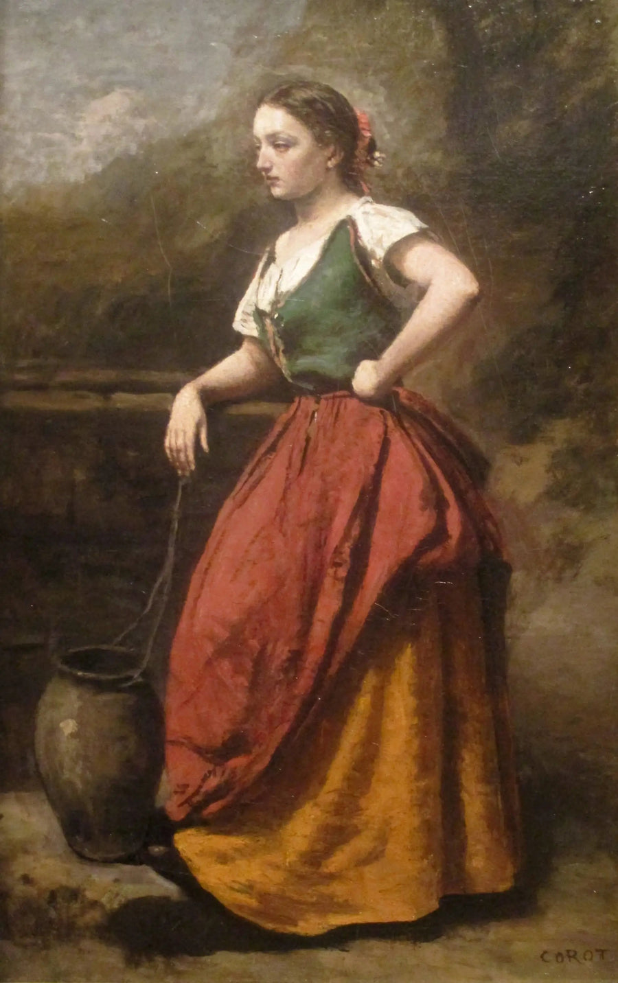 Ung kvinne ved fontenen - Jean-Baptiste Camille Corot