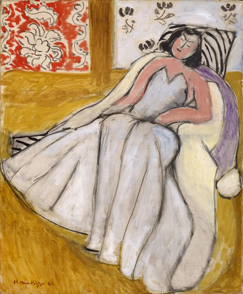 Ung kvinne med hvit pelsjakke - Henri Matisse