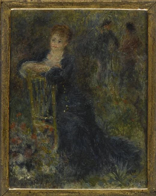 Ung kvinne som sitter i en hage - Pierre-Auguste Renoir