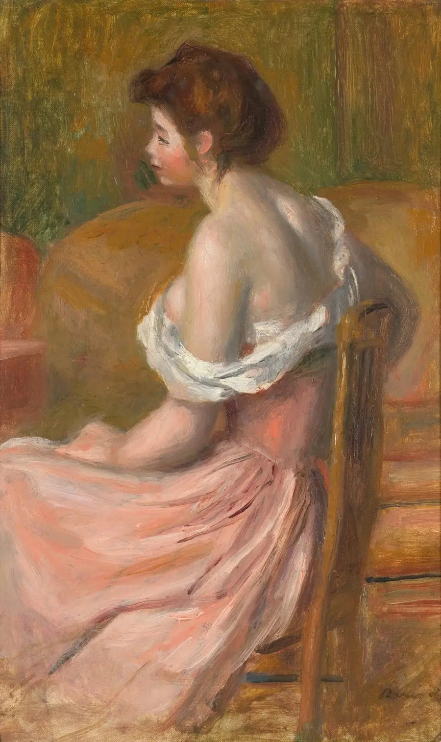 Ung kvinne som sitter, med avdekket nakke og skuldre - Pierre-Auguste Renoir