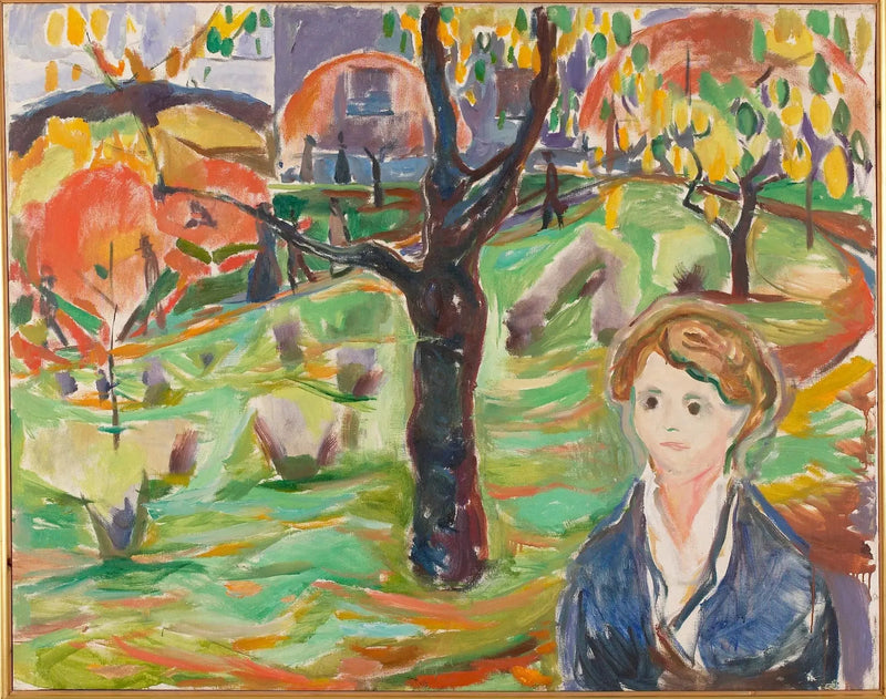 Ung kvinne i hagen - Edvard Munch