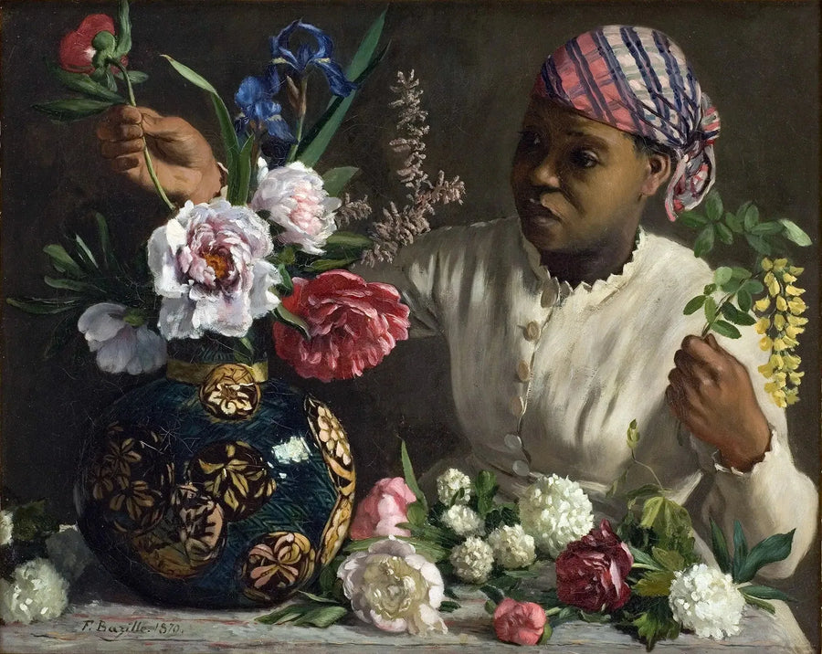 Ung kvinne med pioen - Frédéric Bazille