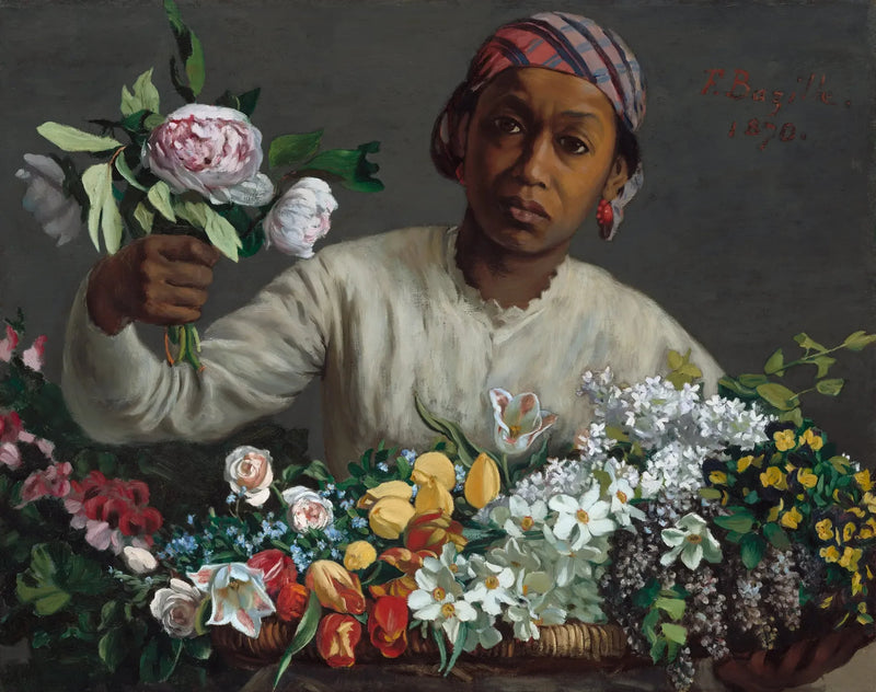 Ung kvinne med pioen - Frédéric Bazille