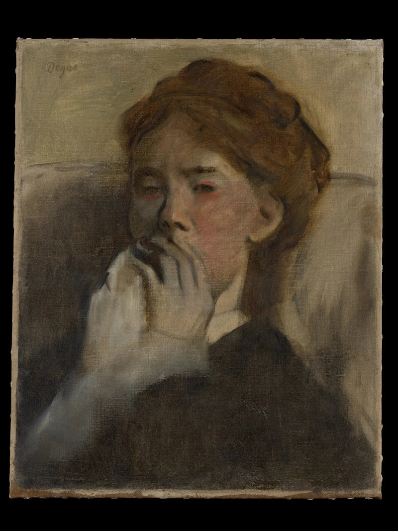 Ung kvinne med hånden på munnen - Edgar Degas