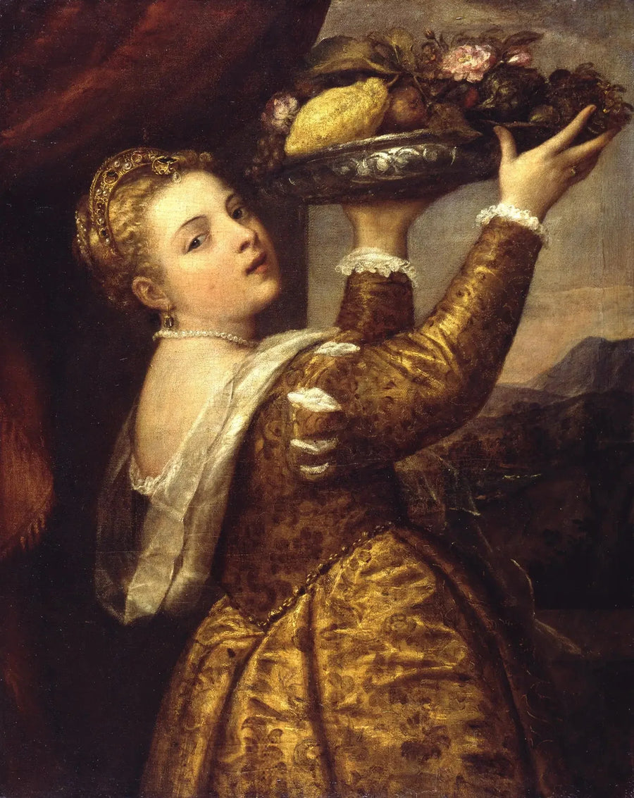 Ung kvinne med et fat frukt - Titian