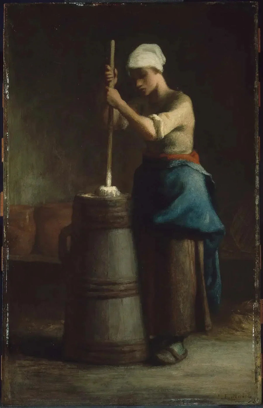 Ung kvinne som pisker smør - Jean-François Millet