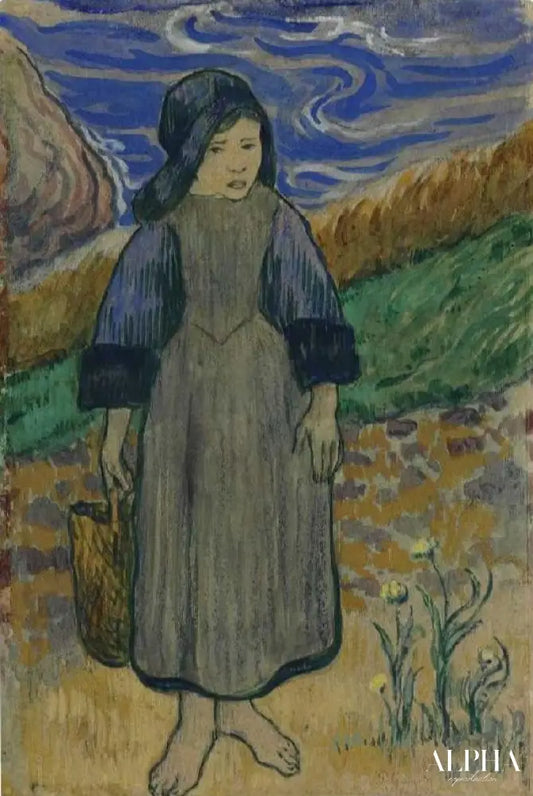 Jeune femme bretonne au bord de la mer - Paul Gauguin - Reproductions de tableaux et peintures haut de gamme