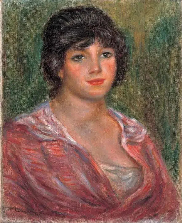 Ung brunett i rød bluse (Colonna Romano) - Pierre-Auguste Renoir