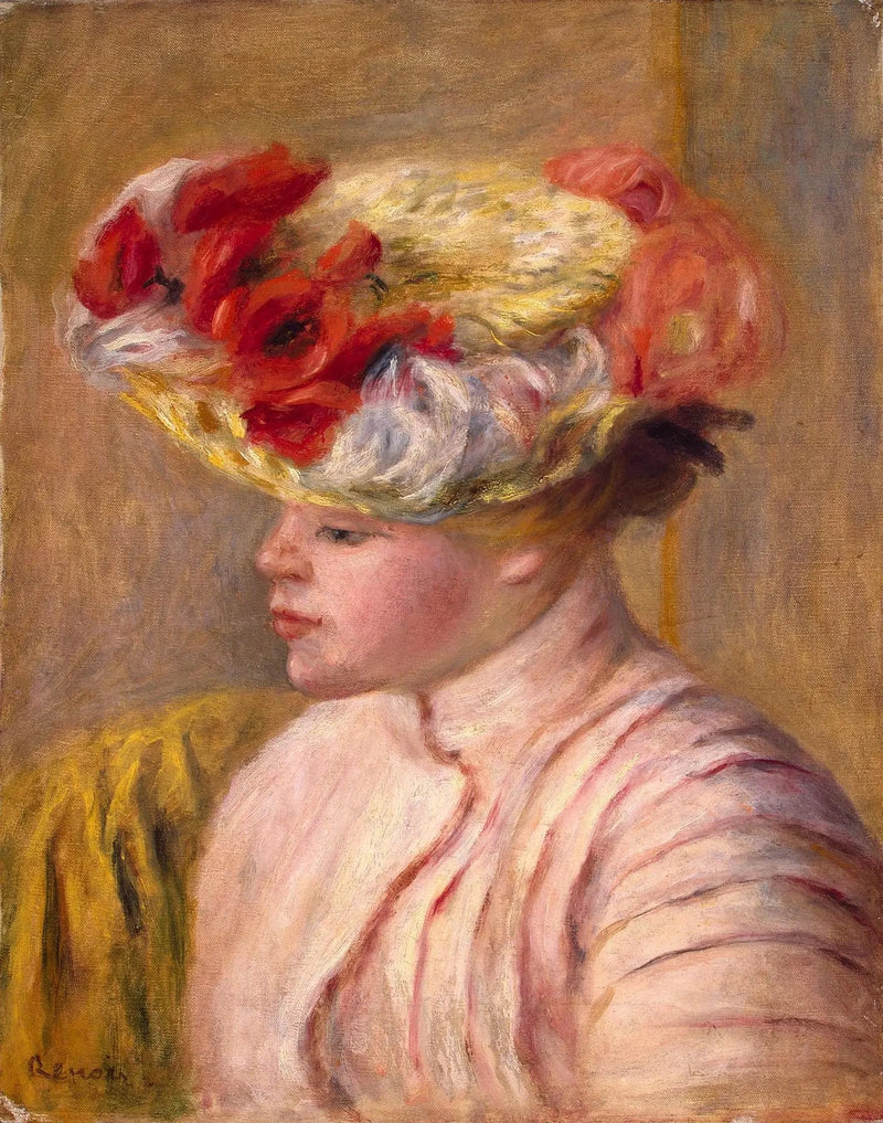 Ung kvinne med blomsterhatt - Pierre-Auguste Renoir