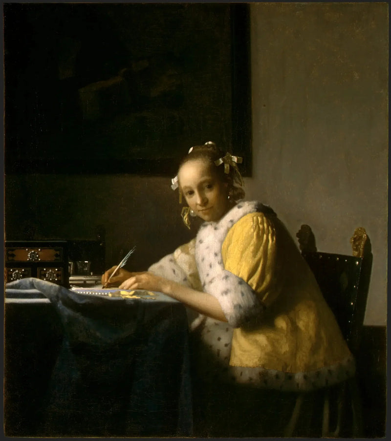 Ung kvinne som skriver et brev - Johannes Vermeer