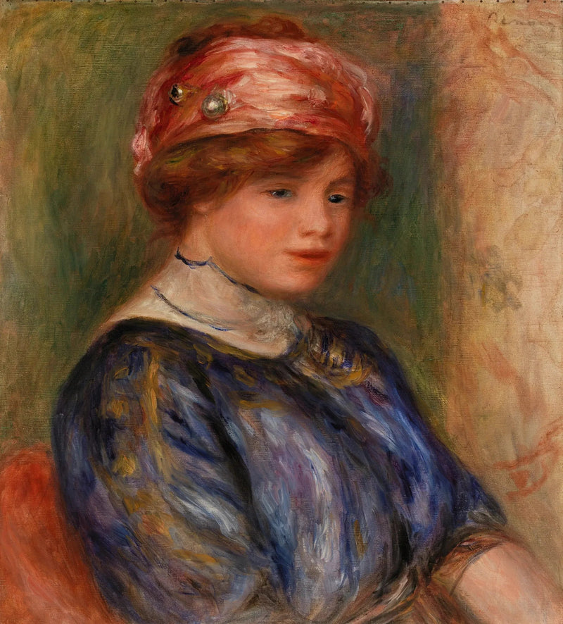 Ung kvinne i blått, byste (Ung kvinne i blått korse, byste) - Pierre-Auguste Renoir