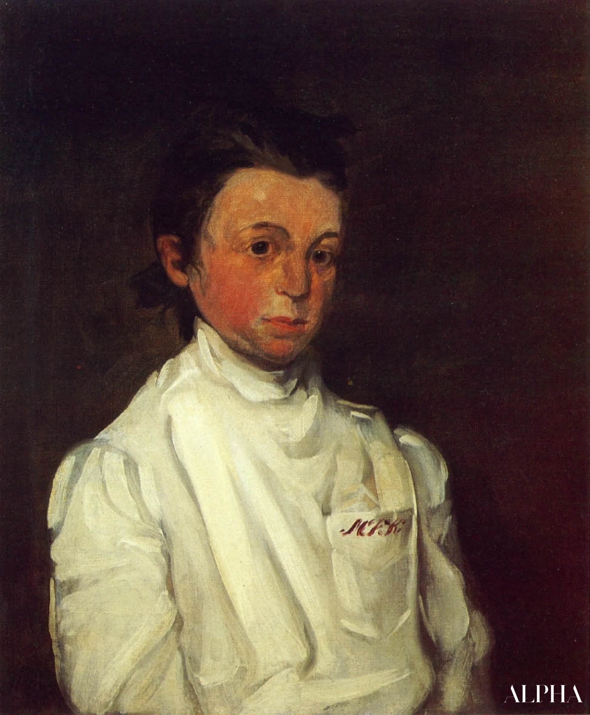 Ung kvinne i svart og hvitt (Mary Kerr) - John Sloan - Høykvalitets reproduksjoner av malerier og bilder