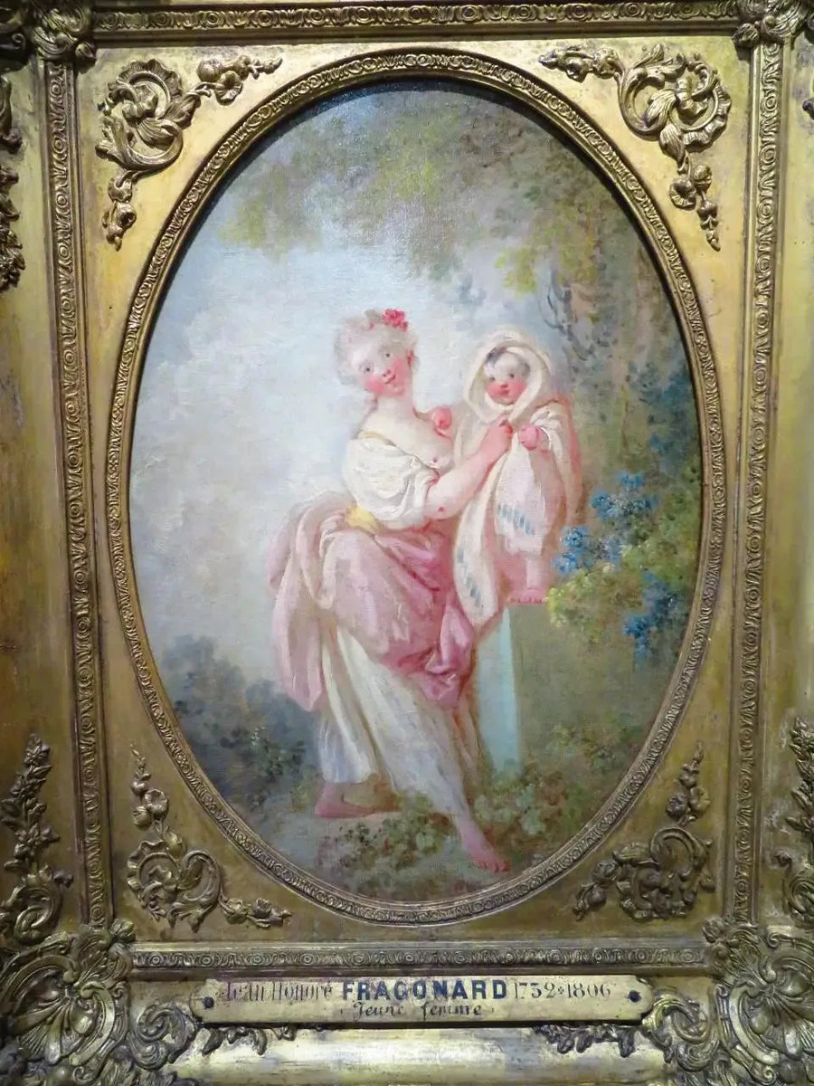 Ung kvinne som leker med et barn - Jean-Honoré Fragonard
