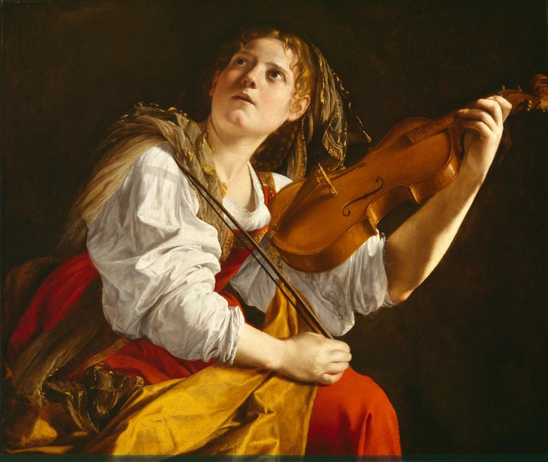 Ung kvinne som spiller fiolin - Orazio Gentileschi