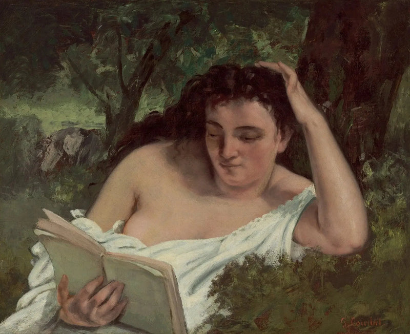 Ung kvinne leser - Gustave Courbet