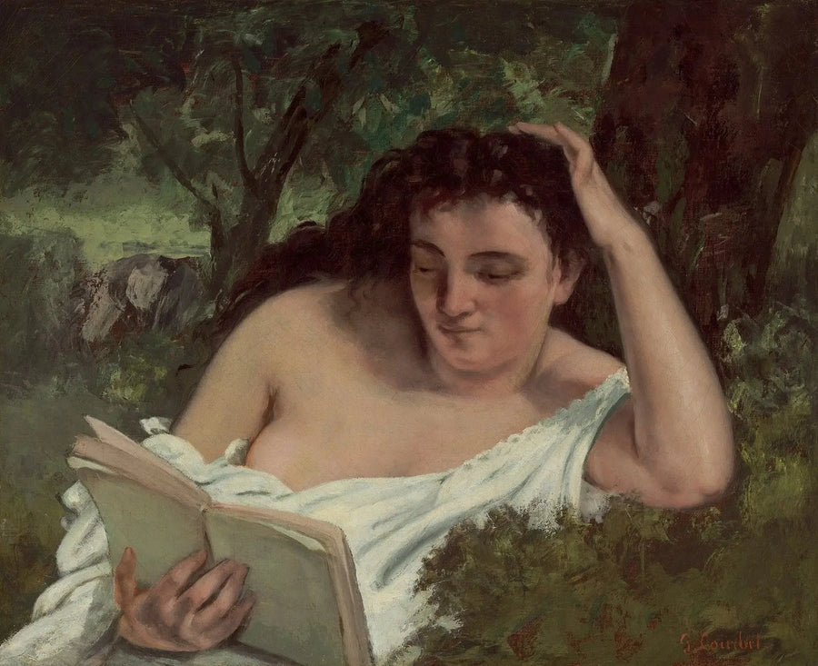 Ung kvinne leser - Gustave Courbet