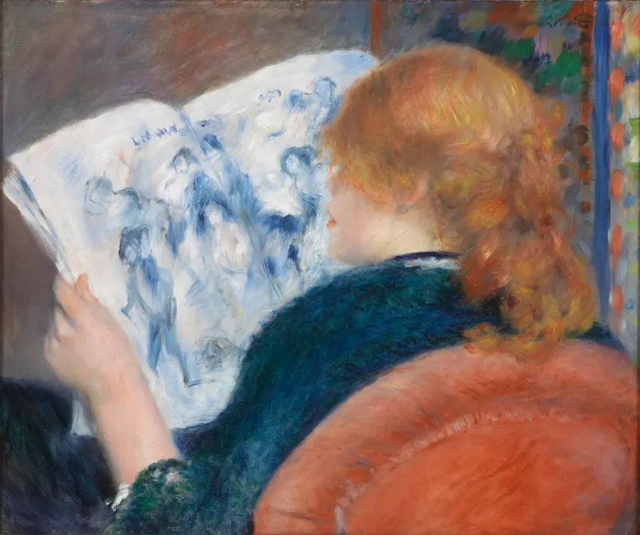 Ung kvinne som leser et illustrert magasin - Pierre-Auguste Renoir