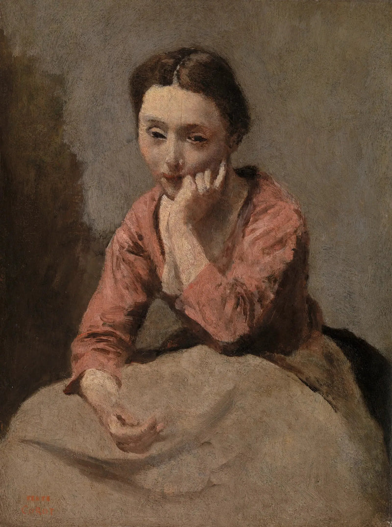 Ung kvinne tenkende - Jean-Baptiste Camille Corot