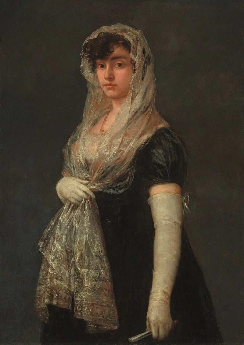 Ung kvinne med mantilla og basquina - Francisco de Goya