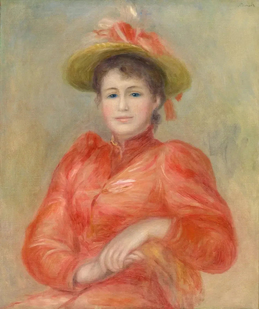 Ung kvinne i rød kjole - Pierre-Auguste Renoir