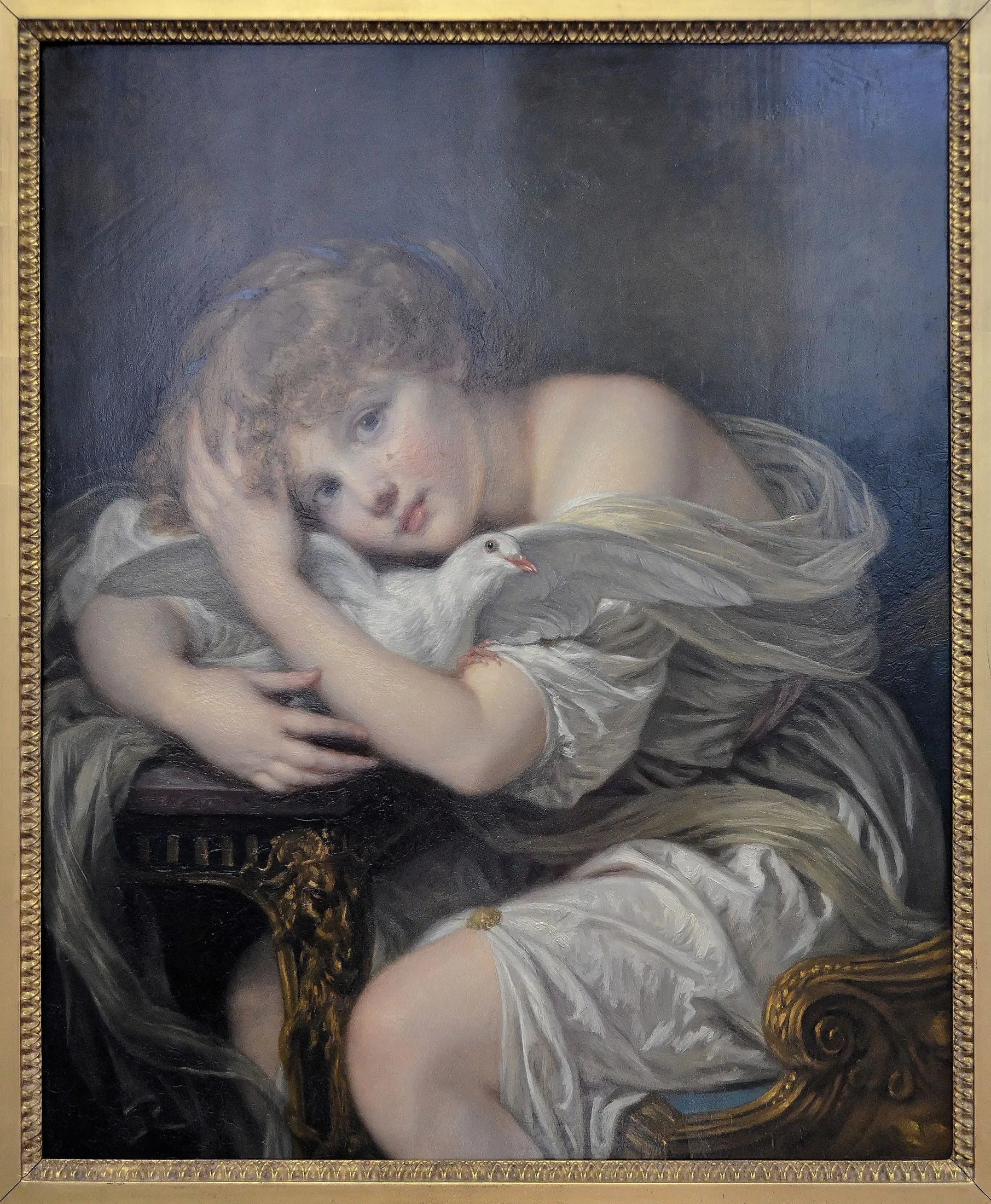 Jeune fille à la colombe - Jean-Baptiste Greuze image 1 copie de tableau peinte à la main