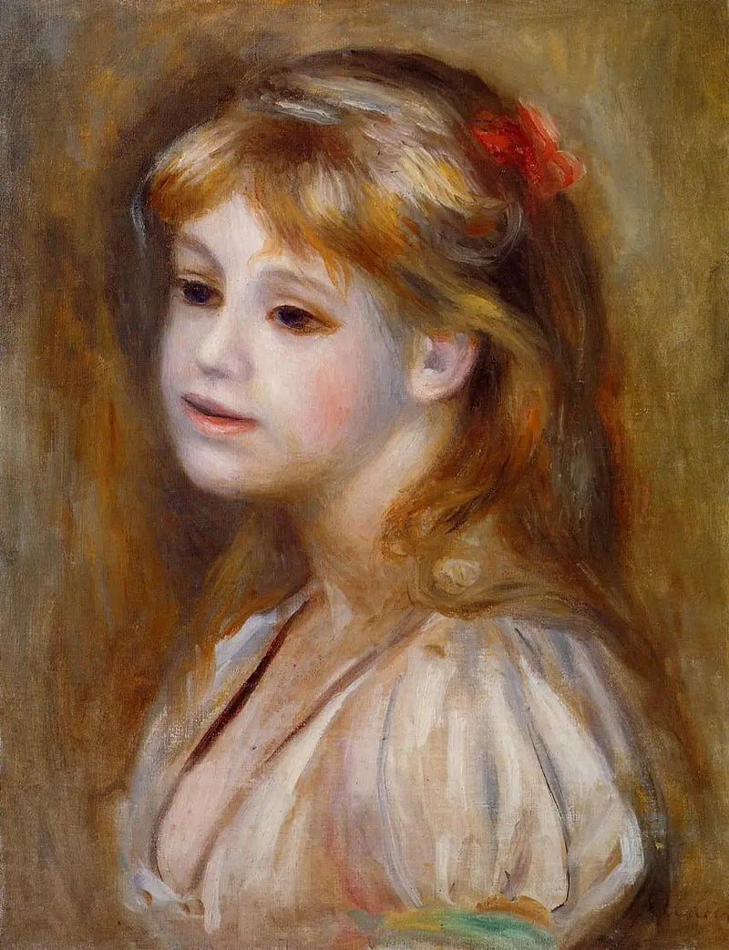Ung jente med rød blomst - Pierre-Auguste Renoir