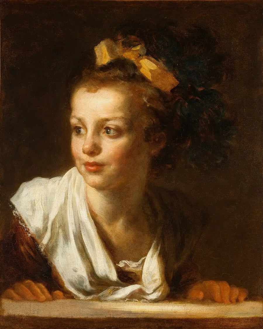 Ung jente støttet på vindusrammen - Jean-Honoré Fragonard
