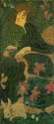 Ung jente som sitter med en kanin - Pierre Bonnard