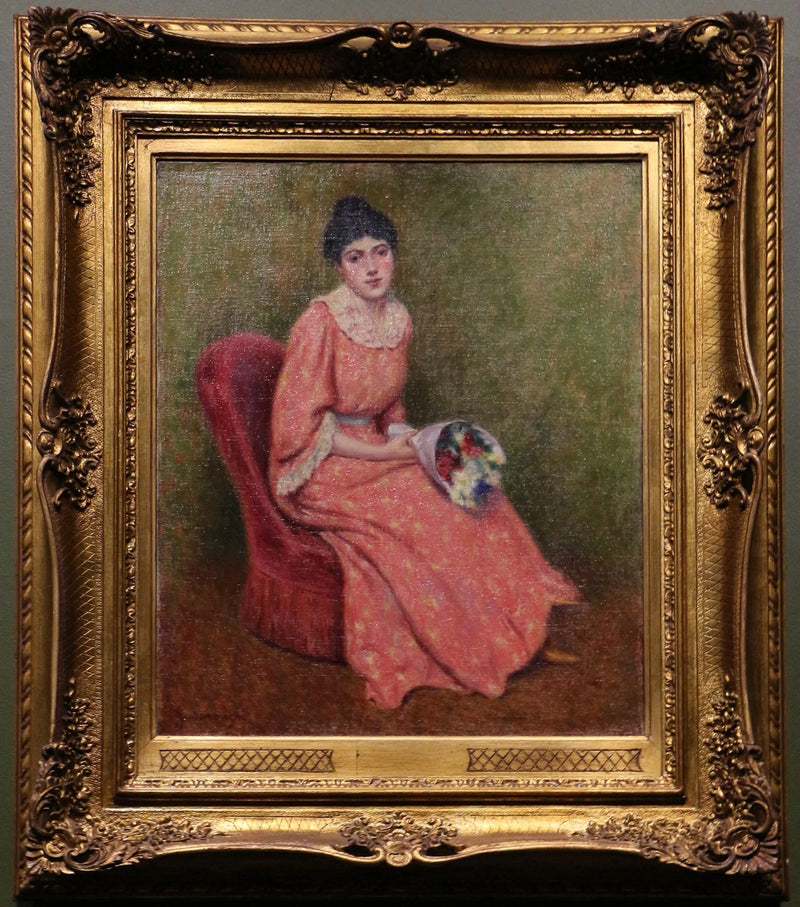 Ung jente med blomsterbukett - Federico Zandomeneghi