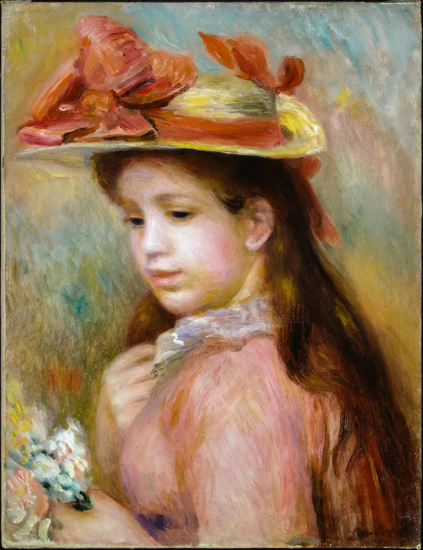 Ung jente med hatt - Pierre-Auguste Renoir