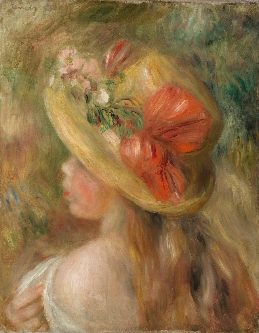 Ung jente med hatt (Ung jente med hatt) - Pierre-Auguste Renoir