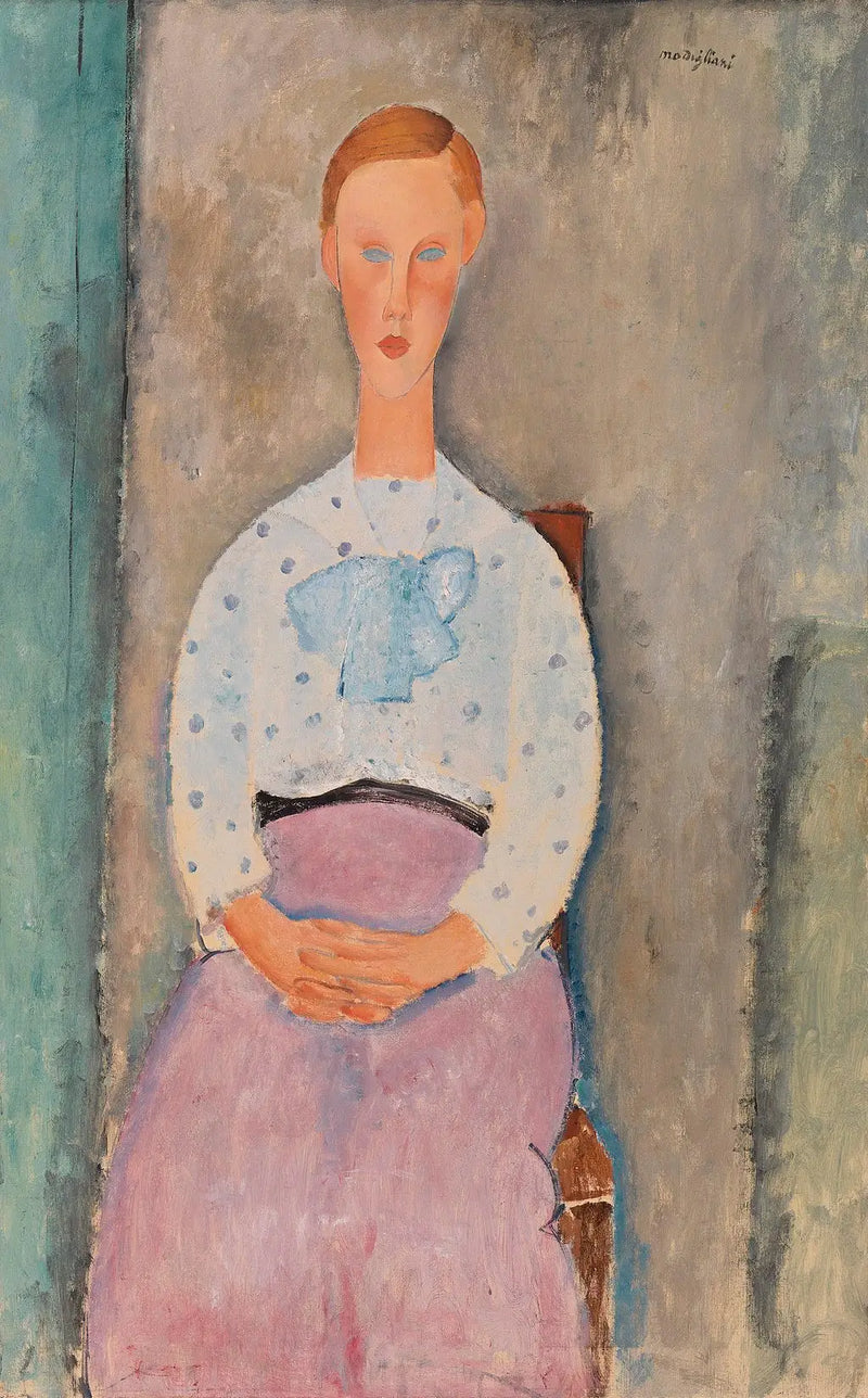Ung kvinne med prikkete bluse - Amedeo Modigliani