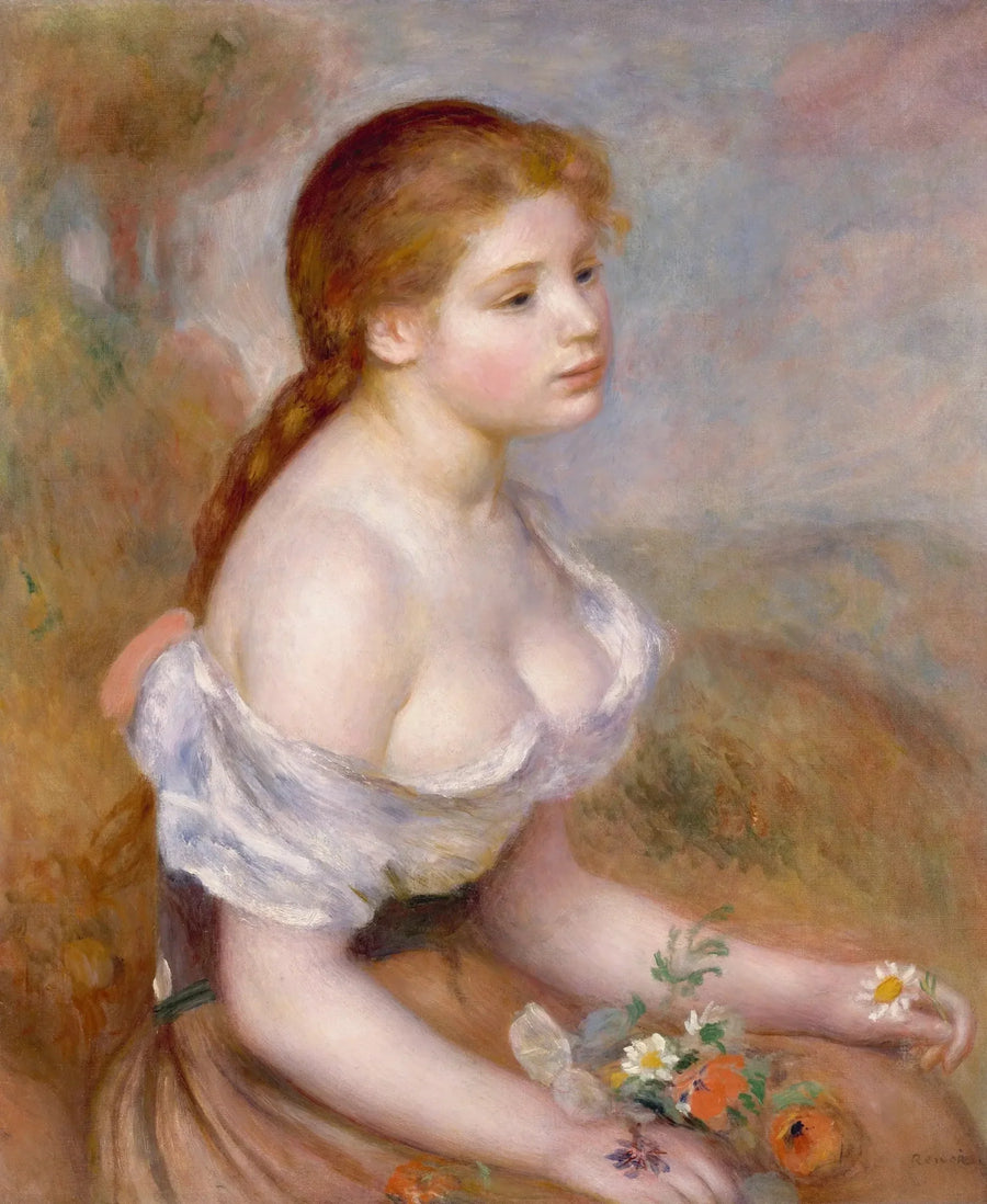 Ung jente med tusenfryd - Pierre-Auguste Renoir