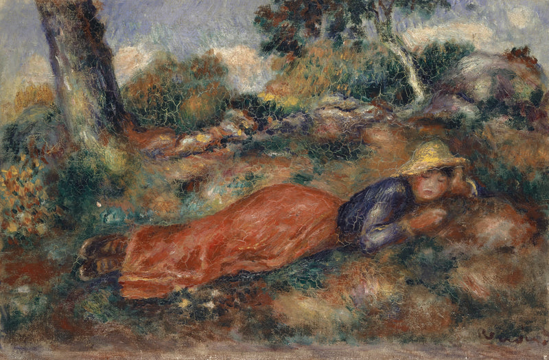 Ung jente liggende på gresset - Pierre-Auguste Renoir