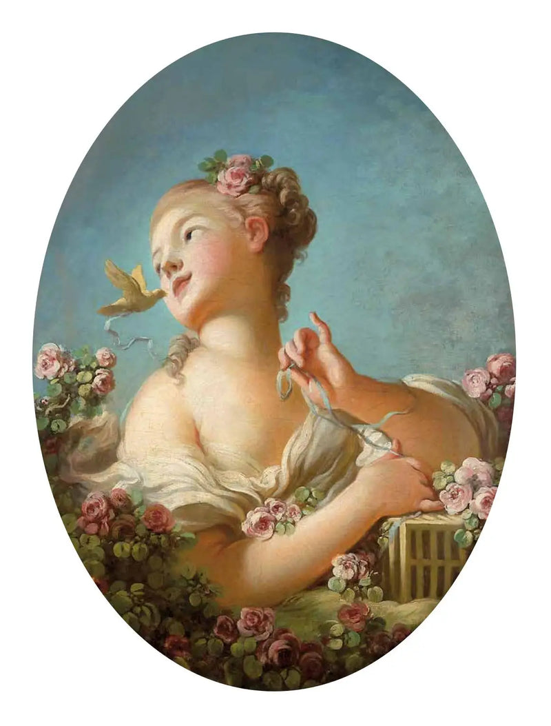 Ung jente som frigjør en fugl fra buret - Jean-Honoré Fragonard