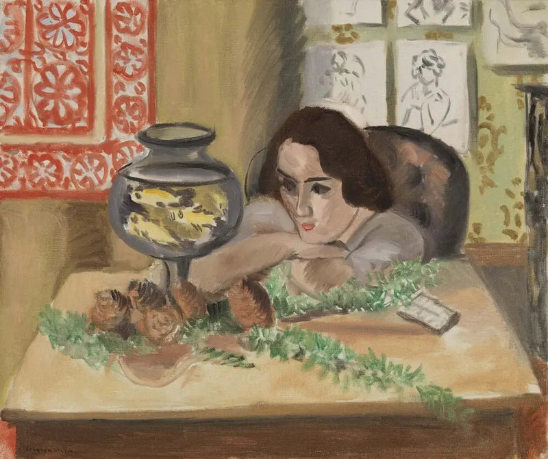 Ung jente foran et akvarium - Henri Matisse