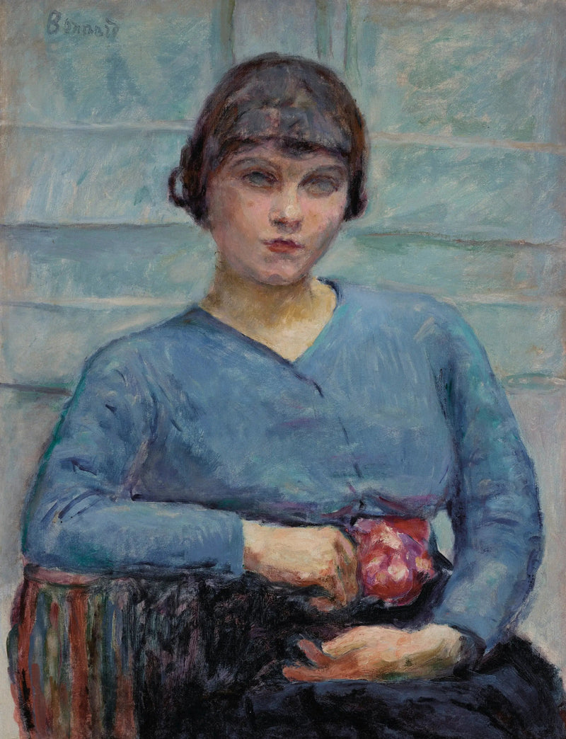 Ung jente i blått, med rose - Pierre Bonnard