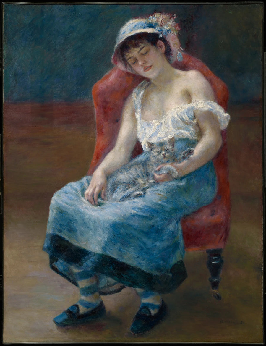 Jenta med katten - Pierre-Auguste Renoir