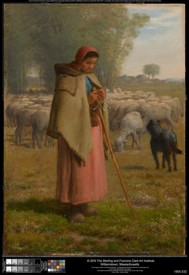 Ung jente som passer sine sauer - Jean-François Millet
