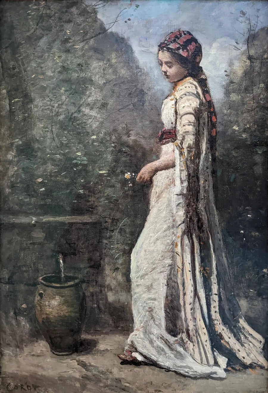 Ung gresk jente ved fontenen - Jean-Baptiste Camille Corot
