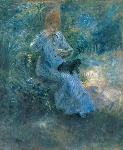 Kvinne med svart hund - Pierre-Auguste Renoir