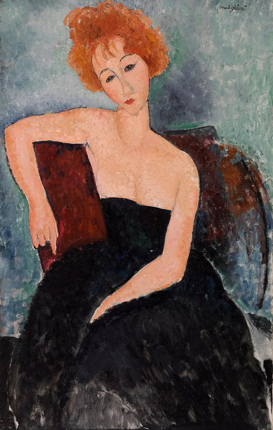 Ung rødhåret jente i kveldskjole - Amedeo Modigliani