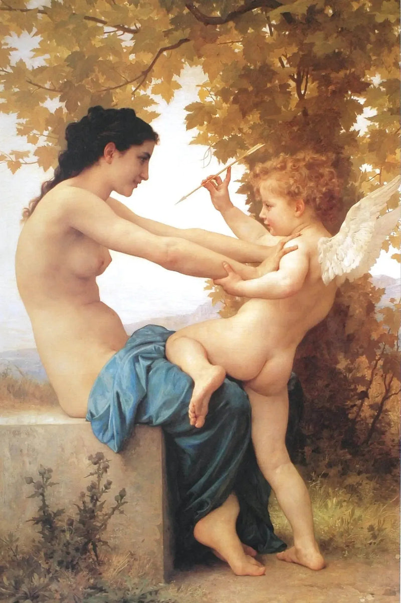 Ung jente som forsvarer seg mot Kjærligheten - Bouguereau