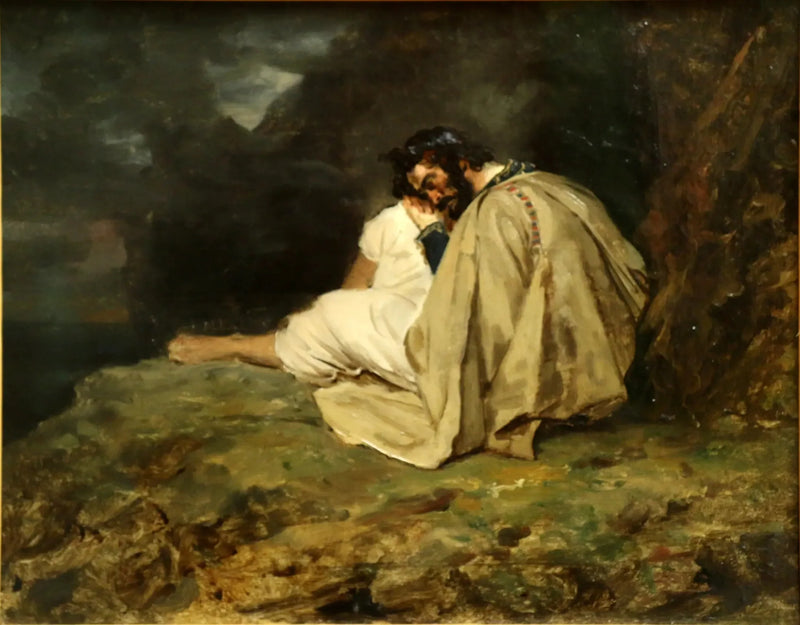 Ung gresk som sover på en stein ved havet - Théodore Géricault