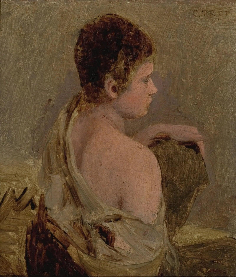 Ung mann med naken skulder - Jean-Baptiste Camille Corot